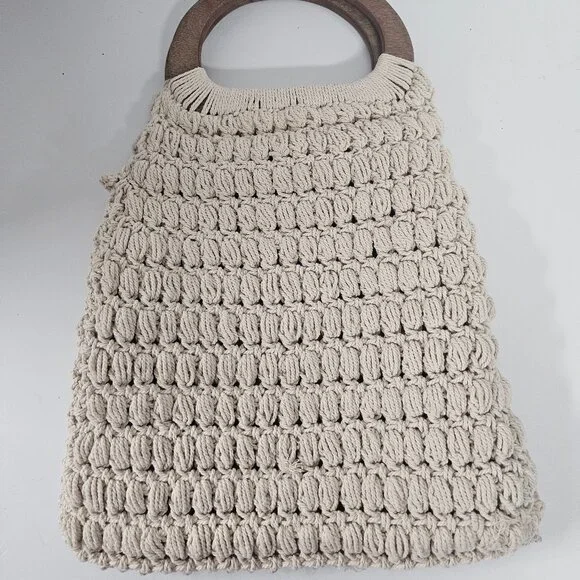 Universal Thread Bag Cream Crochet Boho Hippie Festival - Picture 9 of 12